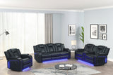 Hulk Black Leather Gel 3-Piece Reclining Set