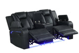 Hulk Black Leather Gel 3-Piece Reclining Set