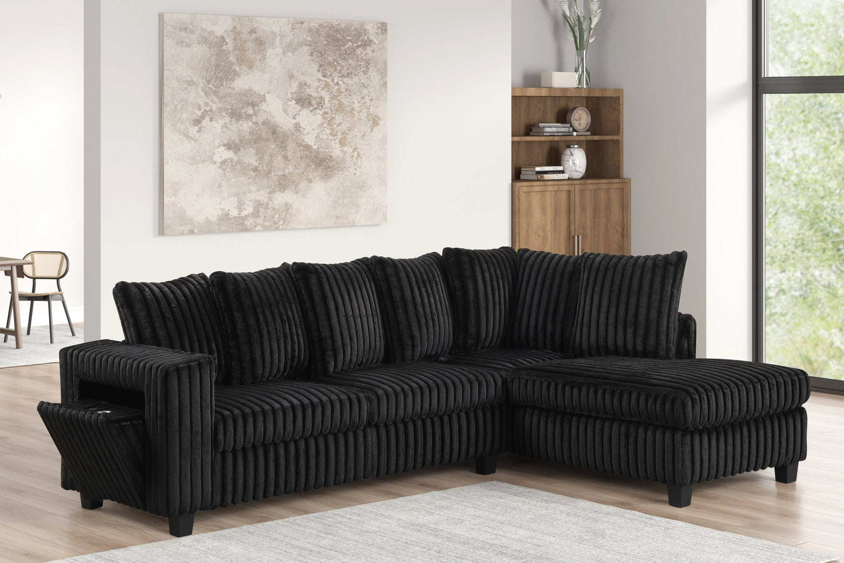 Fiven Black Reversible Sectional