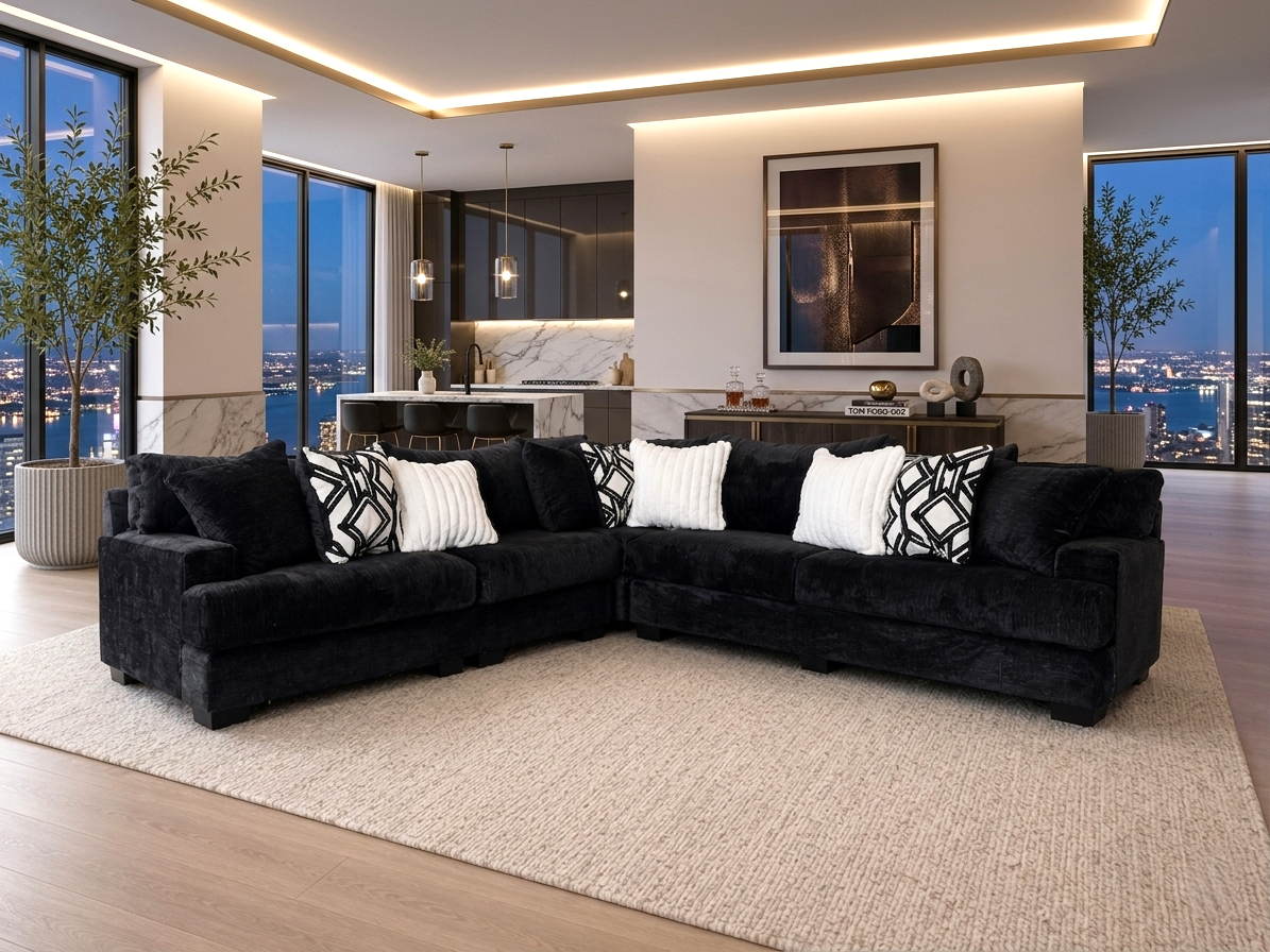 Sally Black Oversized Sectional from Ella Furniture