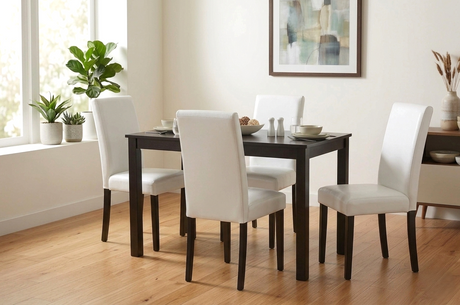 Donny White PU Dining Table + 4 Chairs from Ella Furniture