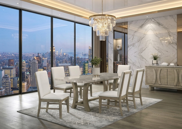 Roco Beige Genuine Marble Dining Room Set from Ella Furniture