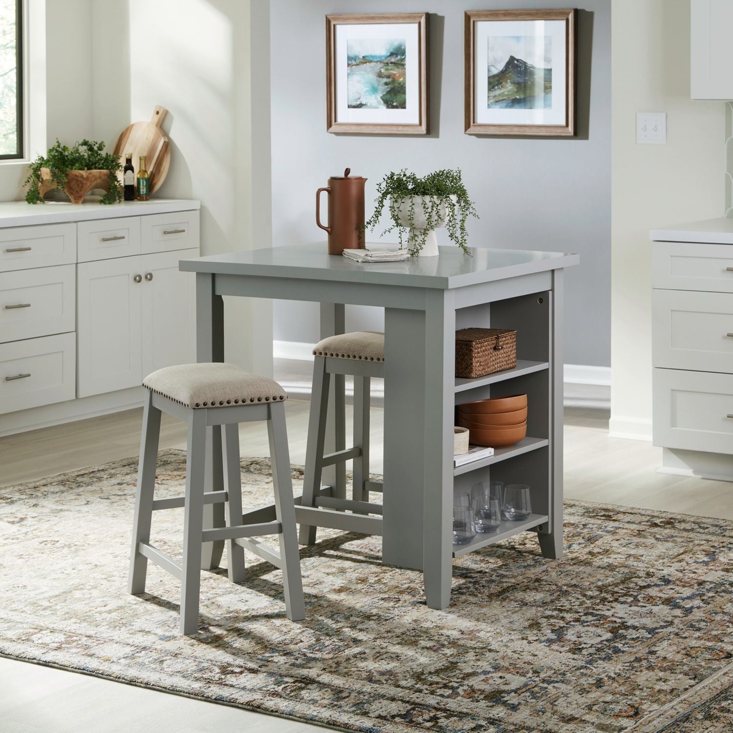 Nuni Grey Counter Height Table + 2 Chairs from Ella Furniture