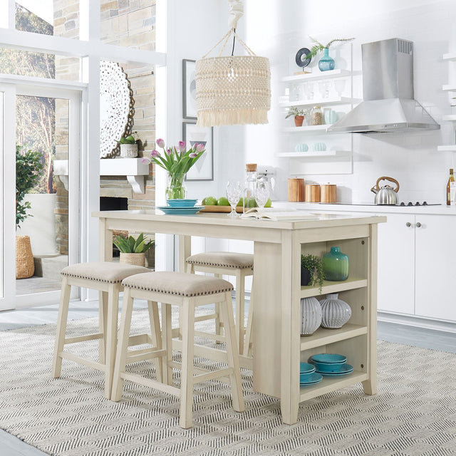 Nuni White Counter Height Table + 4 Chairs from Ella Furniture