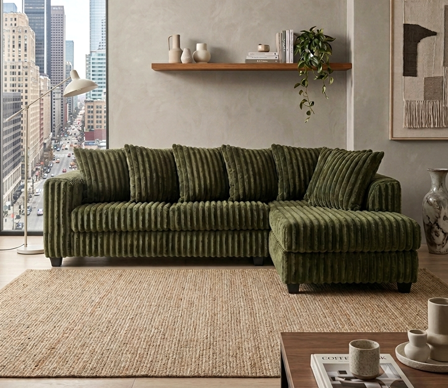 FiveTen Olive Velvet Sectional from Ella Furniture