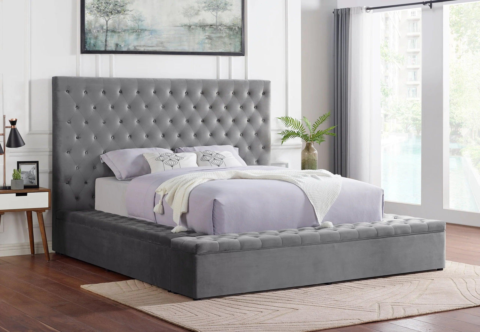 Paris Gray Platform Queen Bed