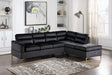 Vogue Black Modern Contemporary Solid Wood Gold Metal Legs Velvet Upholstered Sectional - Ella Furniture