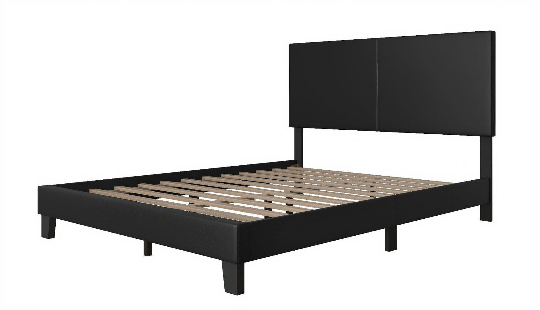 Latty Black Upholstered Platform Twin Bed
