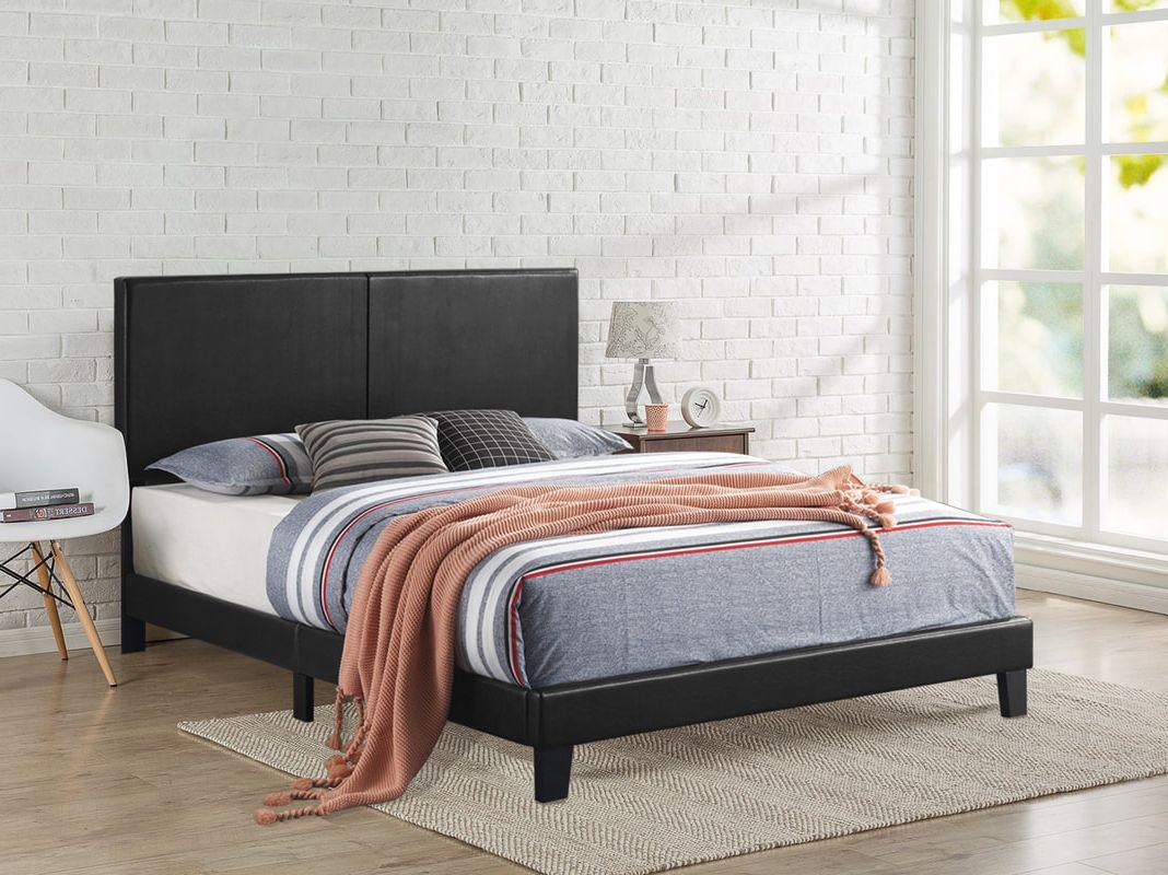 Latty Black Upholstered Platform Queen Bed