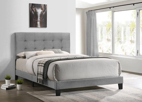 Grey Modern Contemporary Solid Wood Velvet Upholstered Tufted Platform Queen Bed - Ella Furniture