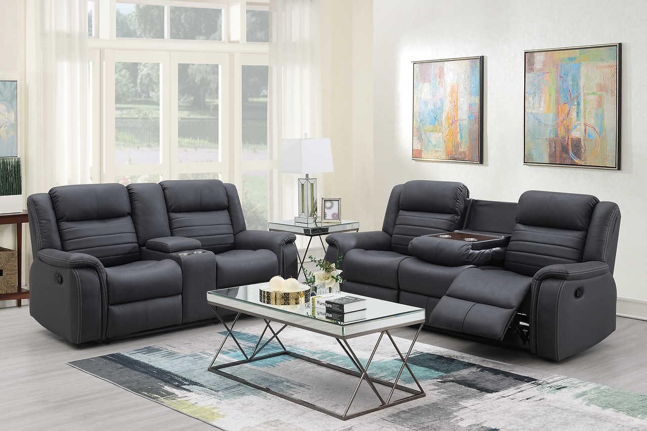 S7330 Max (Grey) (3Pc Sofa, Loveseat And Recliner) - Ella Furniture
