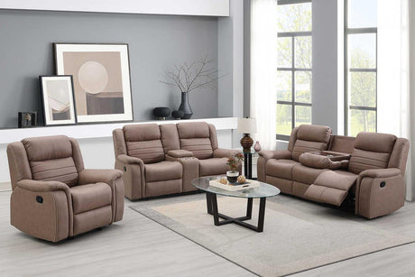 S7330 Max (Tan) (3Pc Sofa, Loveseat And Recliner) - Ella Furniture