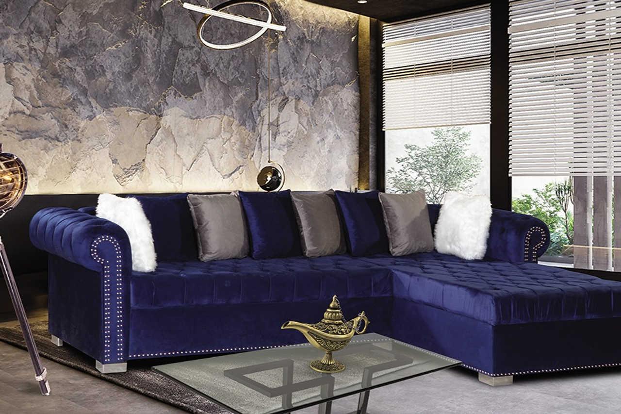 S8186 Milan Sectional (Blue) - Ella Furniture