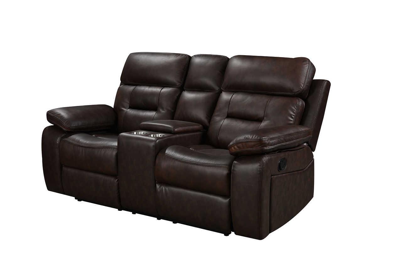 S8232 Dallas (Brown) (2Pcs Reclining Sofa And Loveseat (Leather Match)) - Ella Furniture