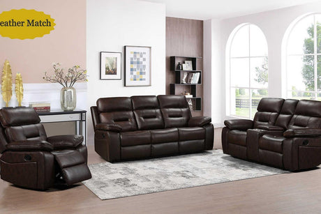 S8232 Dallas (Brown) (2Pcs Reclining Sofa And Loveseat (Leather Match)) - Ella Furniture