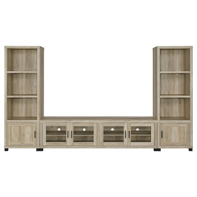 SACHIN Sachin 3-piece 79" TV Entertainment Center Antique Pine 736283-SET - Ella Furniture