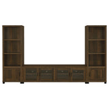 SACHIN Sachin 3-piece 79" TV Entertainment Center Dark Pine 736293-SET - Ella Furniture