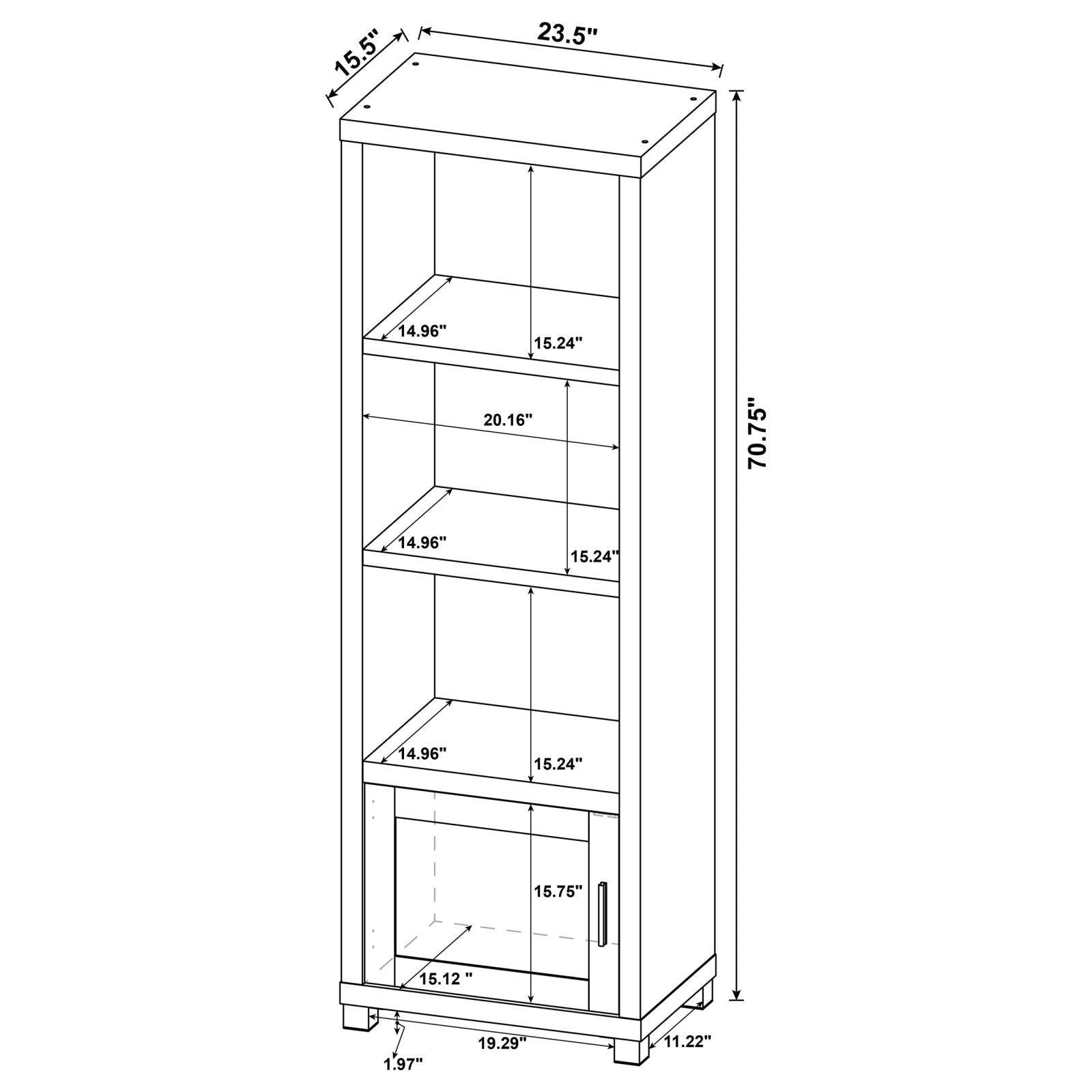 Sachin Sachin 3-Shelf Media Tower With Storage Cabinet Dark Pine 707736 - Ella Furniture