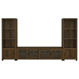 Sachin Sachin 3-Shelf Media Tower With Storage Cabinet Dark Pine 707736 - Ella Furniture