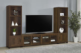 Sachin Sachin 3-Shelf Media Tower With Storage Cabinet Dark Pine 707736 - Ella Furniture