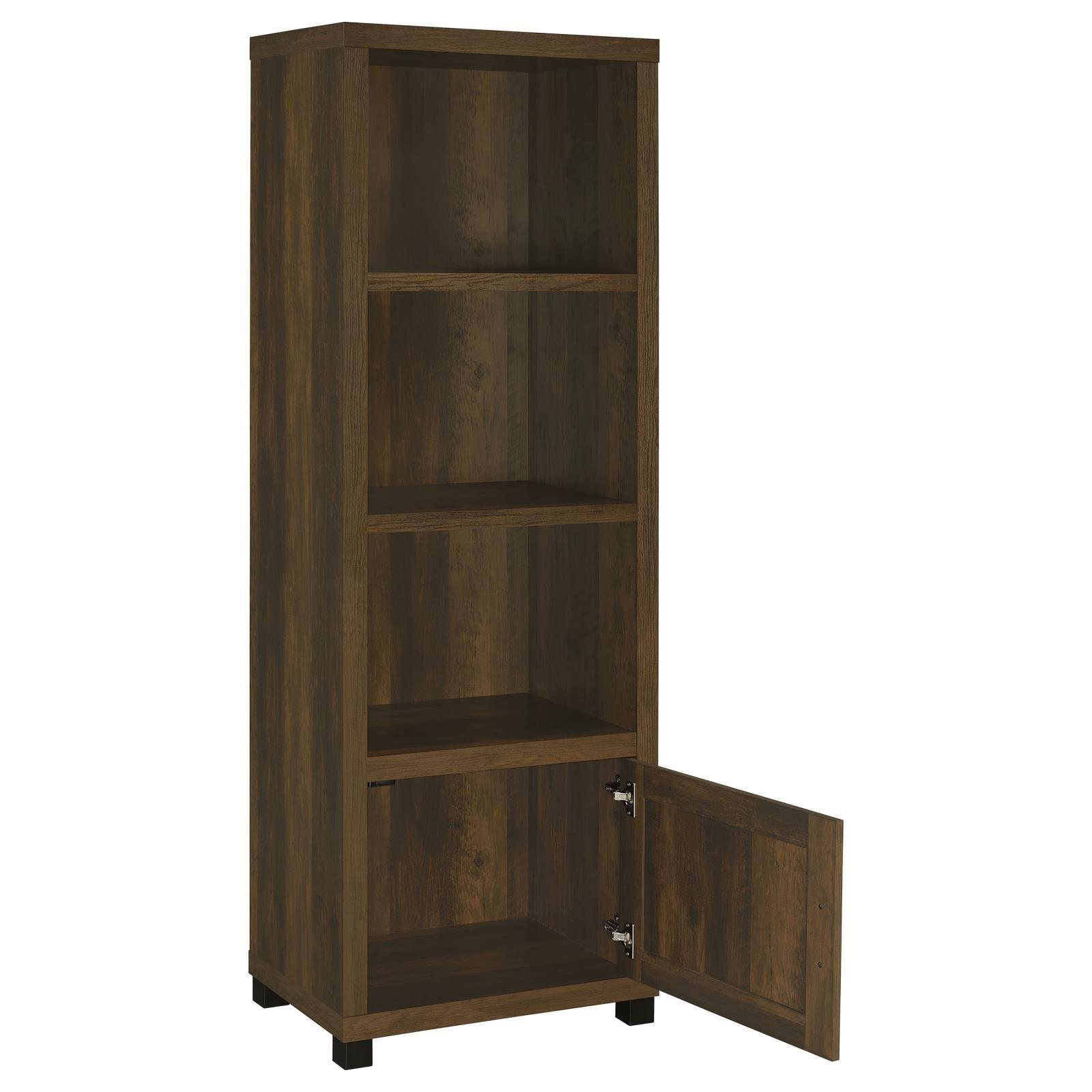 Sachin Sachin 3-Shelf Media Tower With Storage Cabinet Dark Pine 707736 - Ella Furniture