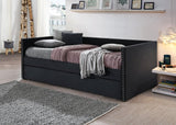 Sadie Black Contemporary Modern Trundle Velvet Daybed - Ella Furniture