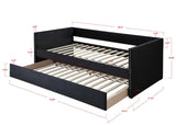 Sadie Black Contemporary Modern Trundle Velvet Daybed - Ella Furniture