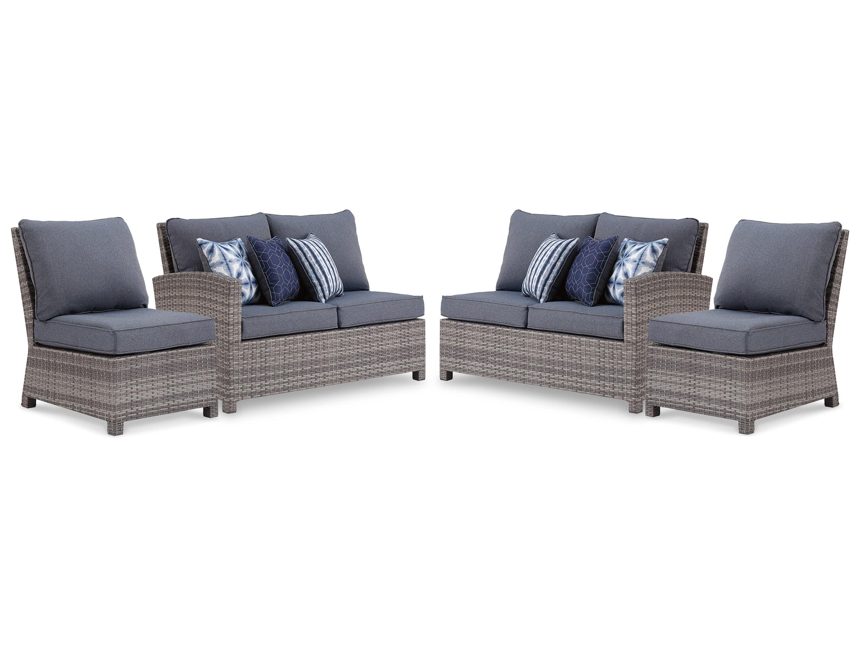 Salem Gray Beach 2-Piece Outdoor Sectional With 2 Chairs - Ella Furniture