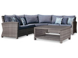 Salem Gray Beach 3-Piece Outdoor Sectional With Coffee Table - Ella Furniture