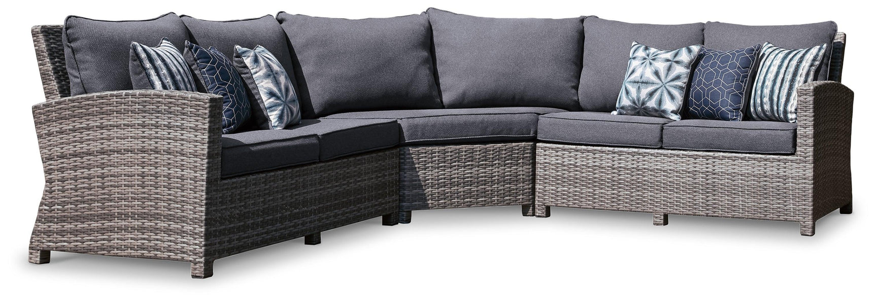 Salem Gray Beach 3-Piece Outdoor Sectional With Coffee Table - Ella Furniture