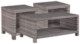 Salem Gray Beach Outdoor Coffee Table With 2 End Tables - Ella Furniture