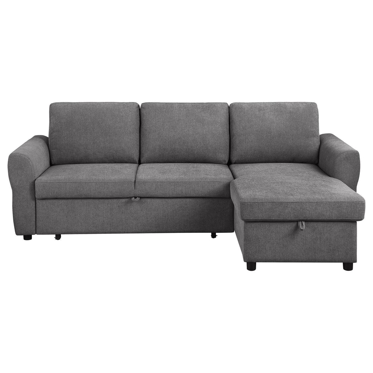 Samantha Upholstered Sleeper Sofa Sectional With Storage Chaise Grey 511088 - Ella Furniture