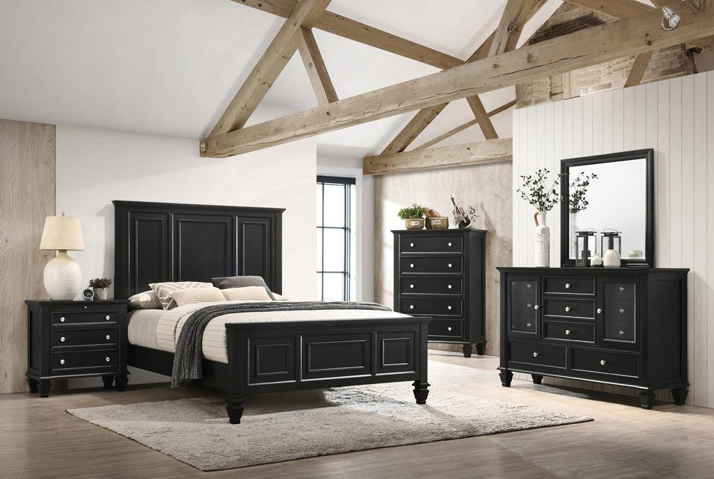 Sandy Beach Black High Headboard Panel Bedroom Set - Ella Furniture