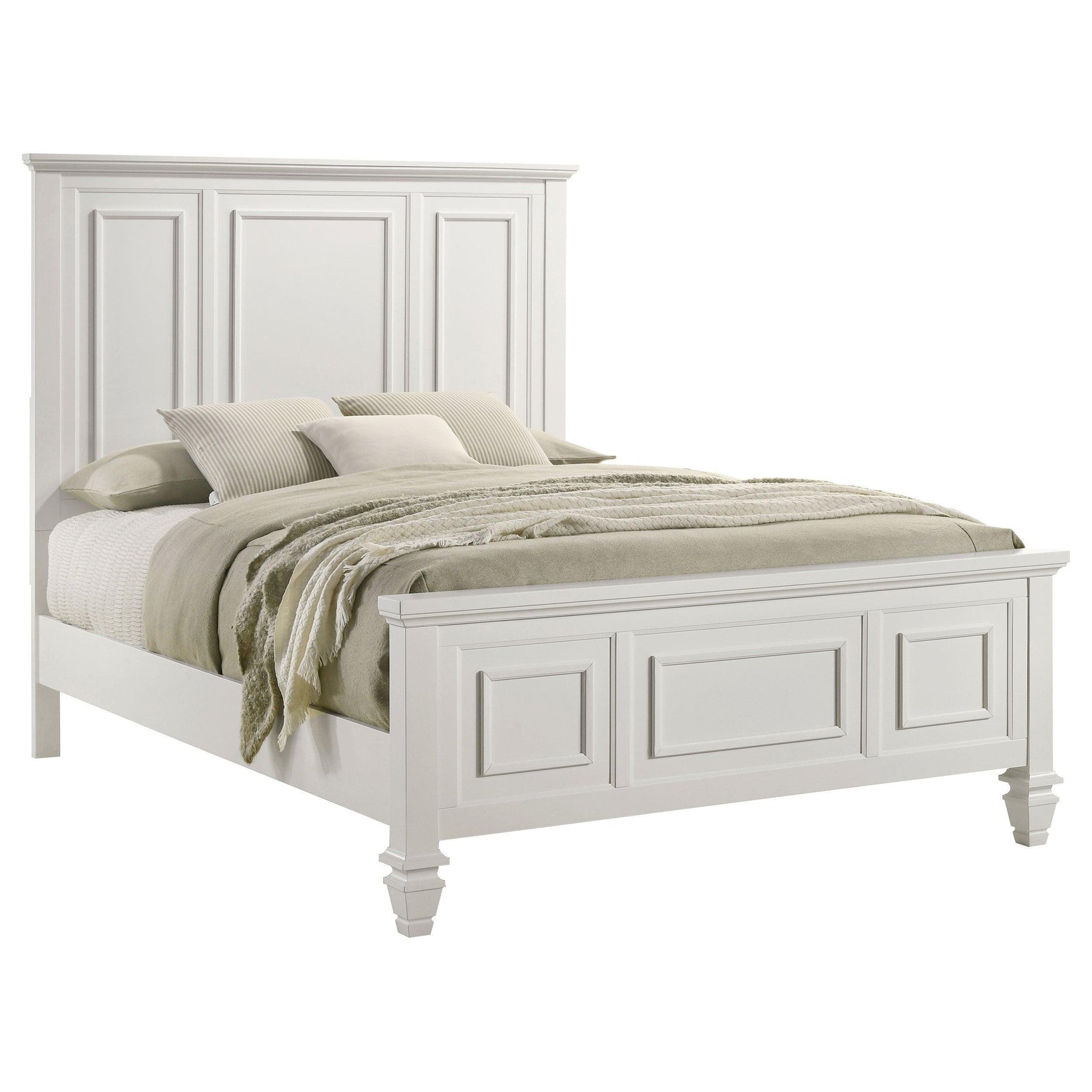 Sandy Beach White High Headboard Panel Bedroom Set - Ella Furniture