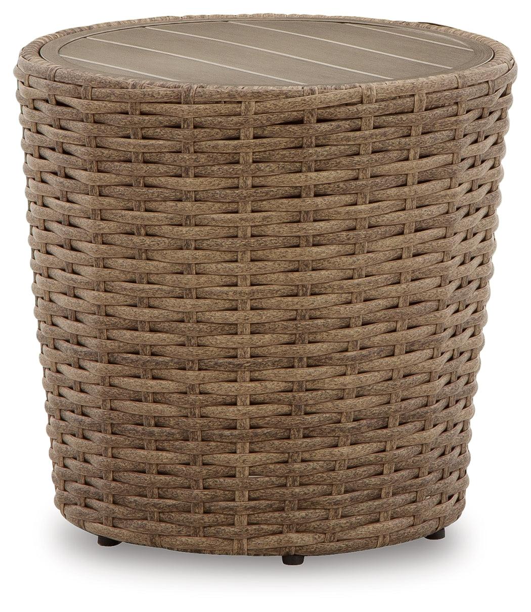 Sandy Beige Bloom Outdoor Coffee Table With End Table - Ella Furniture