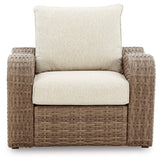 Sandy Beige Bloom Outdoor Lounge Chair And Ottoman - Ella Furniture