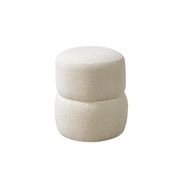 Sandy Ivory Boucle Stool - Ella Furniture