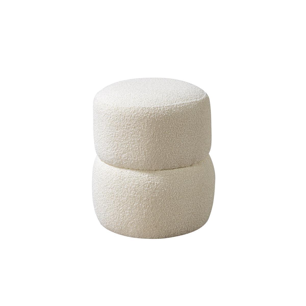 Sandy Ivory Boucle Stool - Ella Furniture
