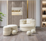 Sandy Ivory Boucle Stool - Ella Furniture