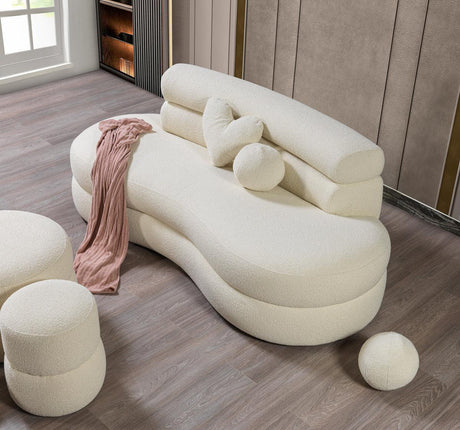 Sandy Ivory Boucle Stool - Ella Furniture