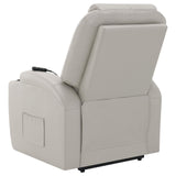 Sanger Upholstered Power Lift Recliner Chair With Massage Champagne 600497P - Ella Furniture