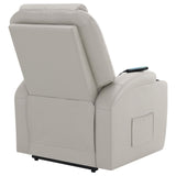 Sanger Upholstered Power Lift Recliner Chair With Massage Champagne 600497P - Ella Furniture