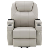 Sanger Upholstered Power Lift Recliner Chair With Massage Champagne 600497P - Ella Furniture