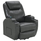 Sanger Upholstered Power Lift Recliner Chair With Massage Charcoal Grey 600498P - Ella Furniture