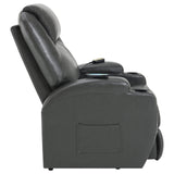 Sanger Upholstered Power Lift Recliner Chair With Massage Charcoal Grey 600498P - Ella Furniture