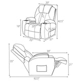 Sanger Upholstered Power Lift Recliner Chair With Massage Charcoal Grey 600498P - Ella Furniture