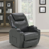 Sanger Upholstered Power Lift Recliner Chair With Massage Charcoal Grey 600498P - Ella Furniture