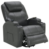 Sanger Upholstered Power Lift Recliner Chair With Massage Charcoal Grey 600498P - Ella Furniture