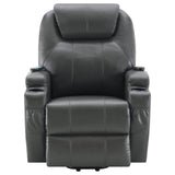 Sanger Upholstered Power Lift Recliner Chair With Massage Charcoal Grey 600498P - Ella Furniture
