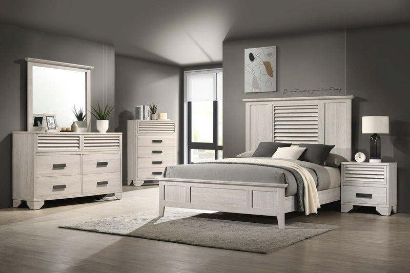 Sarter White Modern Contemporary Solid Wood And Veneers 5-Drawers Chest - Ella Furniture